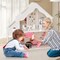 Costway Kids Wooden Dollhouse Semi-Opened DIY Playset with Simulated Rooms &#x26; Furniture